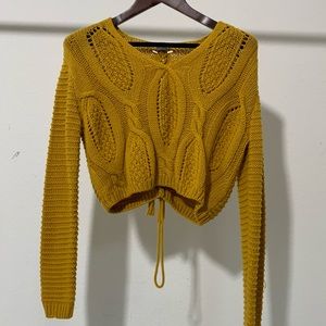 Tobi Mustard Yellow Cropped Sweater